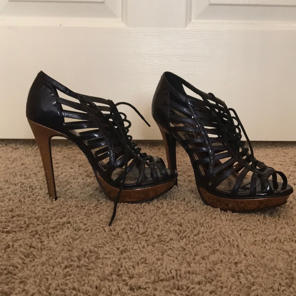 Office Cage Lace-Up Heels